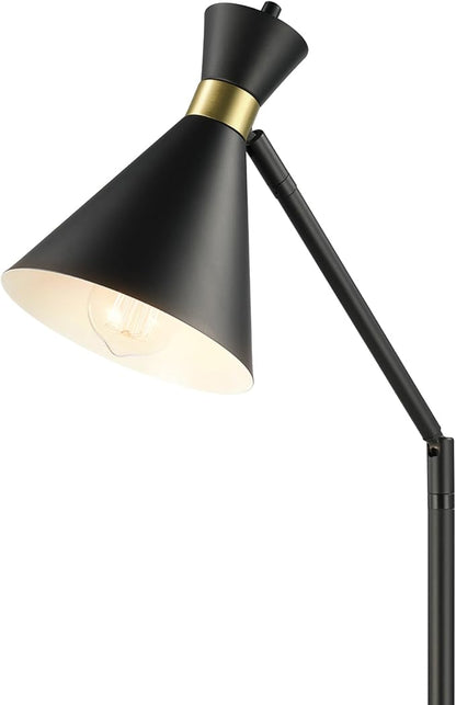 Globe Electric 62" Floor Lamp, Matte Black, Matte Brass Accents, On/Off Rotary Switch on Socket, Living Room & Bedroom Lighting