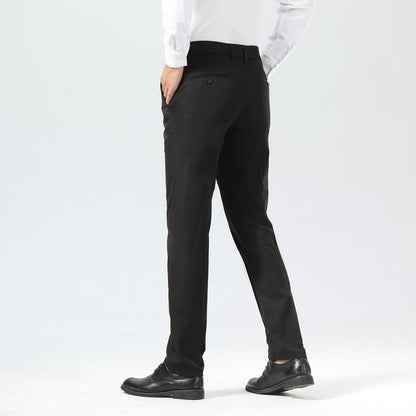 Plaid&Plain Men's Dress Pants Slim Fit Stretch Khaki Pants Wrinkle Free 8802 Black 34x28