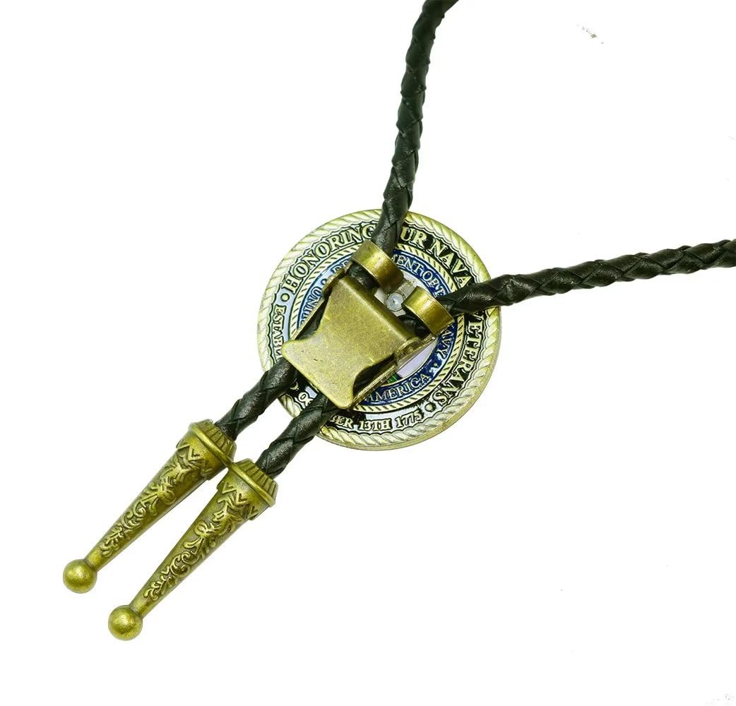 Moranse Bolo Tie with Fluttering American Flag Patriot Style Genuine and Cowhide Rope
