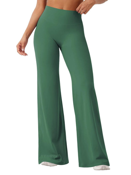 YEOREO Workout Leggings Womens No Front Seam Straight Leggings 33" High Waist Buttery Eddiy Gym Yoga Pants Dark Green XL