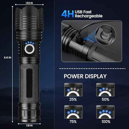 4 Pack Flashlight Rechargeable 99,000 High Lumens, Super Bright Rechargeable Flashlights for Home, Powerful LED Flash Light with 5 Light Modes, IPX7 Waterproof for Outdoor, Camping