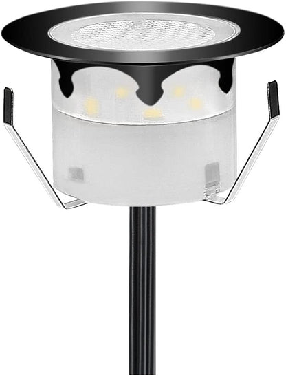 Led Deck Lights Outdoor Waterproof Low Voltage Stainless Steel Cool White 1W Outdoor Yard Garden Decoration Lamps Landscape Pathway Patio Step Stairs LED In-ground Lights(Black Border,1 Pack