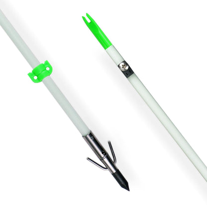 TIGER ARCHERY 34inch Bowfishing Arrows Solid Fiberglass Shaft with Broadhead for Compound Bow and Recurve Bow Fishing Arrow Archery and Hunting (Pack of 6) (White)