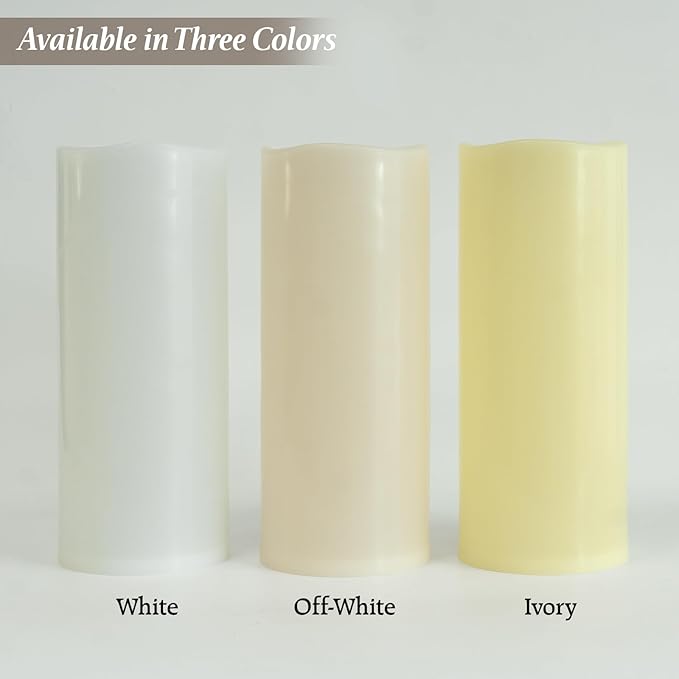 12" x 5" White Large Waterproof Outdoor Flameless Candles Battery Operated LED Flickering Pillar Candles with Remote and Timer for Indoor Outdoor Lanterns, Long Lasting, Set of 2