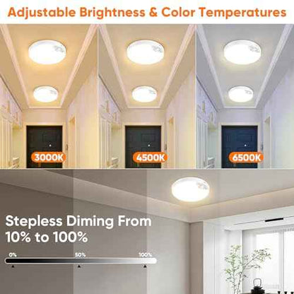 2 Pack 10000mAh Rechargeable Motion Sensor Ceiling Light with Remote, Battery Operated Closet Light No Wiring, Magnetic Wireless LED Ceiling Lights, 3 Color Overhead Lamp for Shower Pantry Hallway
