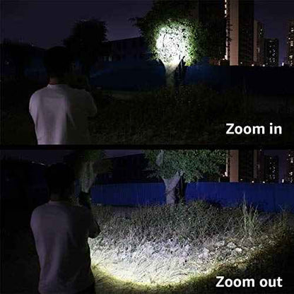 Lepro LED Rechargeable Flashlight, LP3000 High Lumens, Zoomable, Bright Flashlight, Waterproof, 5 Lighting Modes, Small Handheld Flashlight for Camping, Emergencies, USB Cable Included