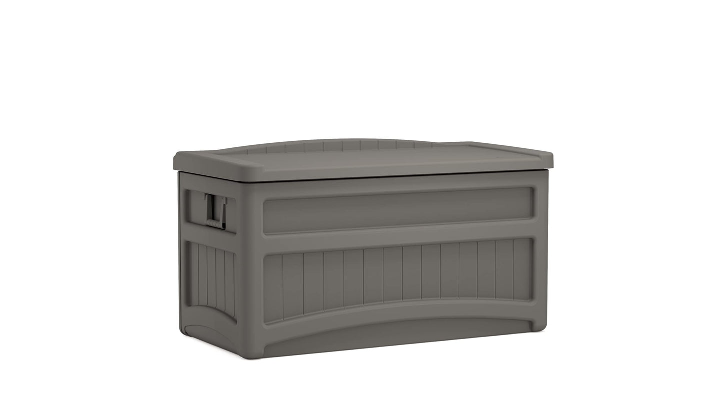 Suncast 73 Gallon Indoor/Outdoor Medium Deck Storage Box, 46"L x 23.62"W x 25.5"H, Stoney