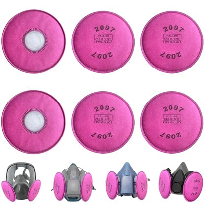 6PCS(3Pack) 2097 Particulate Filter Installed on Filter Retainer Replacement for 6000 6200 6800 7000 FF-4