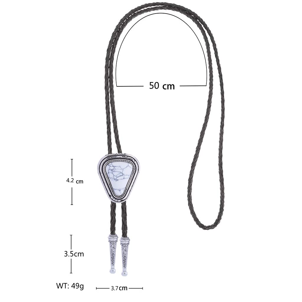 Btilasif Bolo Tie Triangle, Western Cowboy Bolo Tie Native American Leather Necktie Necklace Costume Accessories for Men Women, white