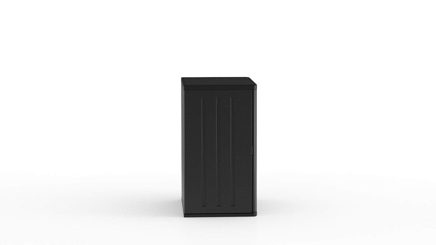 Suncast Commercial Heavy-Duty 9 Cubic Ft. Resin Storage Cabinet with Lockable Handles, Adjustable Metal-Reinforced Shelves for Garage or Workspace, Black, Made in The USA