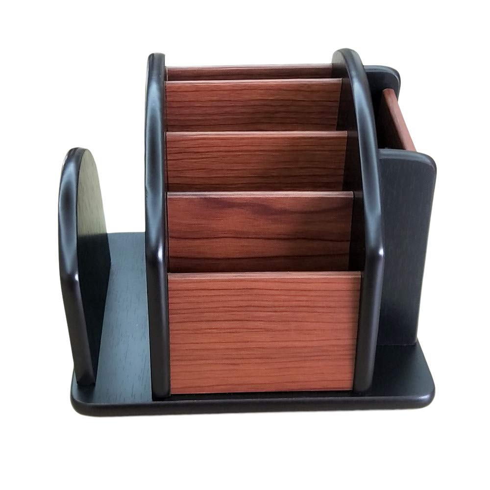 YCL YUCHUNLIN Revolving Remote control caddy,Wooden pen holder for desk office supplies stationery storage, Multi function home & office desktop organizer YCL875R
