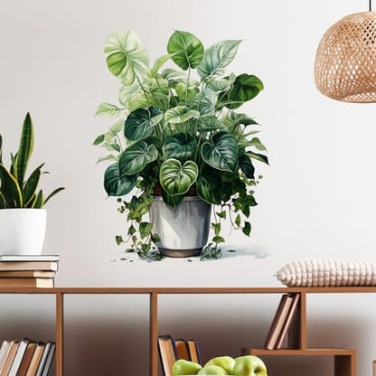 Plant Wall Stickers for Living Room Green Tropical Leaves Monstera Deliciosa Wall Decal Stickers Peel and Stick Wall Art Home Decor Wall Stickers for Bedroom Bathroom Classroom