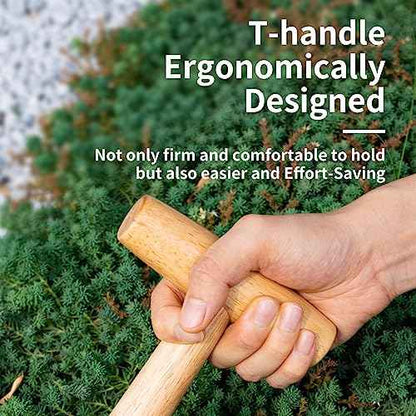 FLORA GUARD Hand Dibber Garden Tool, Seed Planter Tool with Wood Handle for Sowing Seed - 5" Seed Dispenser for Planting Steel Garden Dibber, Transplanting Plants,Planting Bulb,Digging