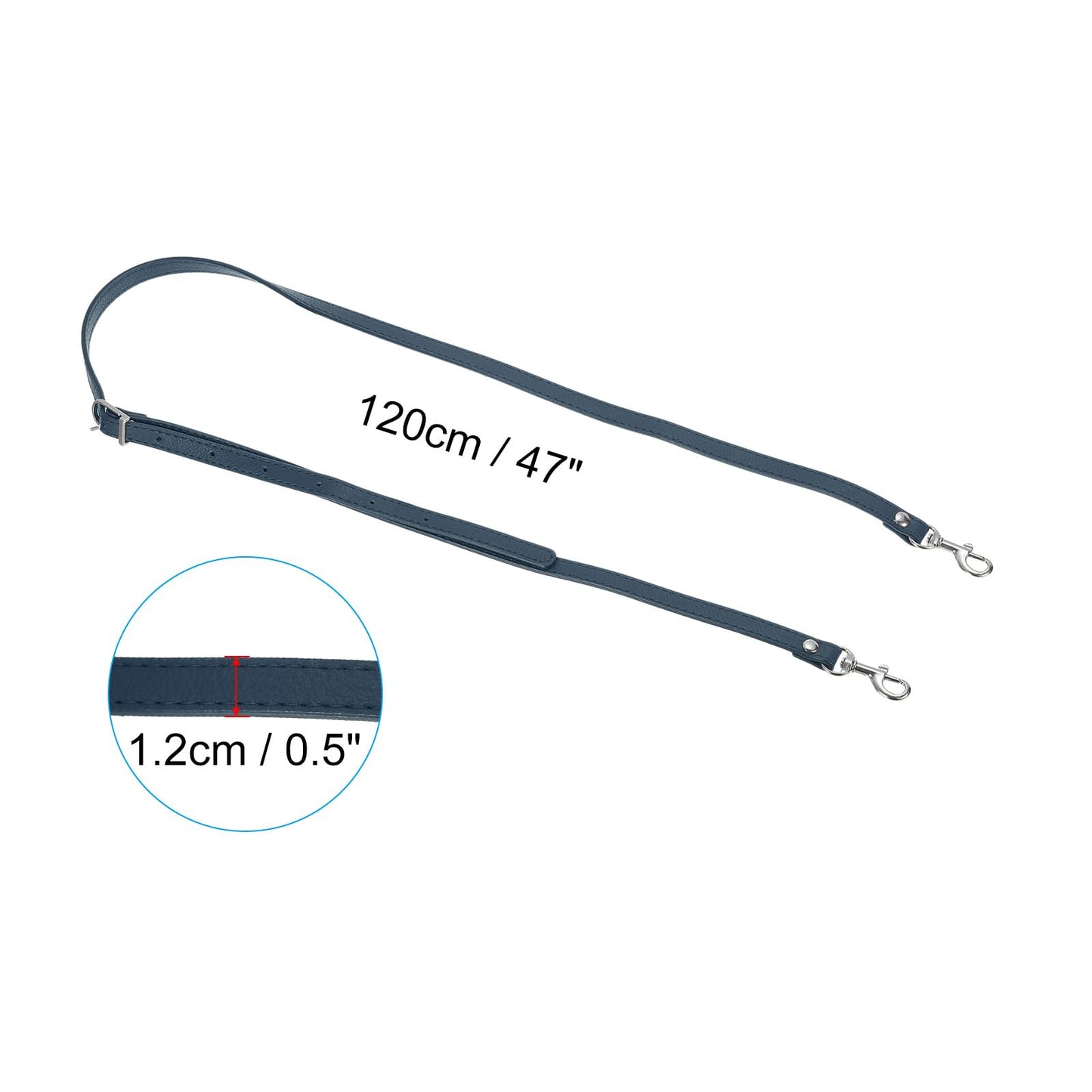 PATIKIL Leather Purse Strap Replacement 47 Inch, PU Adjustable Shoulder Crossbody Replacement Strap with Silver Hardware, Navy Blue