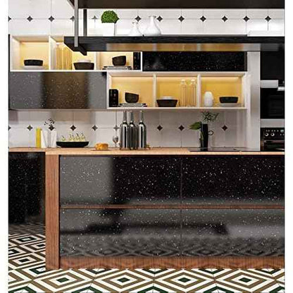 FunStick Galaxy Granite Contact Paper Peel and Stick Countertops Black Granite Countertop Contact Paper Waterproof Self Adhesive Marble Wallpaper for Kitchen Bathroom Sink Cabinets Table 15.7"x78.7"