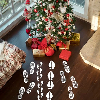 Christmas Stencils for Crafts Reusable 12¡± Santa Footprint Stencil Holiday Stencils for Floor Porch Wood Sign Decor