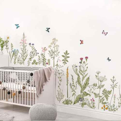 Large Flower Wall Stickers, BWCXXZH Removable DIY Romantic Flowers Wall Decals Murals Peel and Stick Wall Art Stickers Home Decor for Girls Bedroom Nursery Rooms Living Room