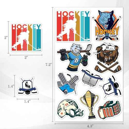 50 Pack Pcs Ice Hockey Stickers for Water Bottles Waterproof Vinyl Laptop Luggage Scrapbooking Funny Sports Sticker Packs Set Bulk Adults Teens Girls Boys Aesthetic Small Decals