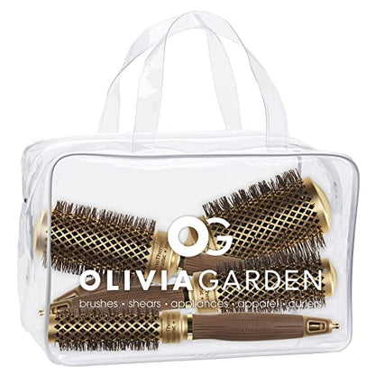 Olivia Garden NanoThermic Ceramic + Ion Round Thermal Hair Brush - Not Electrical - Professional Blowout Brush for Normal to Thick Hair