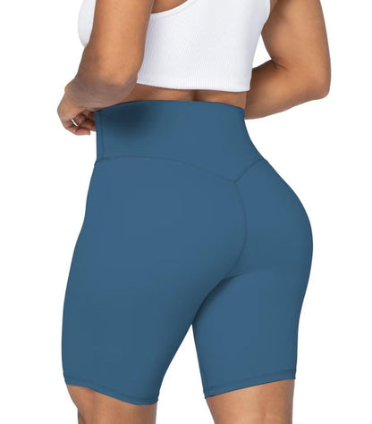 Sunzel No Front Seam High Waist Biker Shorts for Women, Squat Proof Yoga Workout Gym Bike Shorts 8" Inseam Blue Gray X-Small