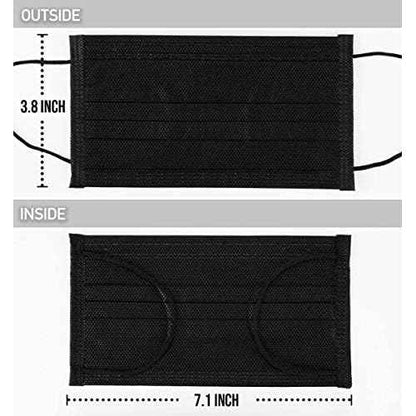 LEMENT 500pcs Disposable Black Mask,3-Ply Face Masks with Earloops