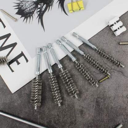 10 Pcs Stainless Steel Wire Brush Set, Bore Brush Set with 1/4 Inch Hex Shank, Power Drill Attachments for Rust Polish & Tube Cleaning (8/10/11/12/13/15/16/17/18/19mm)