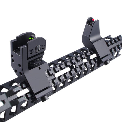 Fiber Optic 45 Degree Offset Iron Sight Set - Rapid Transition Front and Rear Backup Sights for Picatinny Rail (45 Degree Sights-Black)