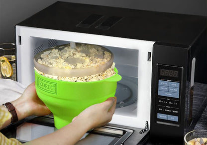 The Original Korcci Microwaveable Silicone Popcorn Popper, Microwave Popcorn Popper, Collapsible Microwave Popcorn Maker Bowl, No Oil Required, Use In Microwave, Dishwasher Safe (Blue)