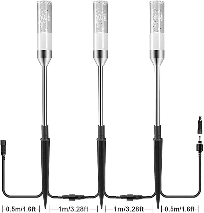 3 Pack Extension Path Lamps Landscape Path Lights, Connect 24 Lamps on One Adapter, IP65 Waterproof LED Path Lights for Lighting Up Your Garden, Pathway, Walkway (Warm White)
