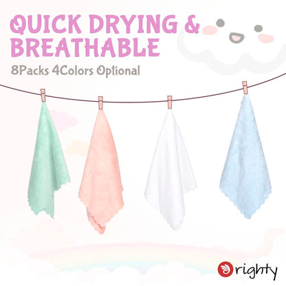 Orighty Burp Cloths, Super Soft & Highly Absorbent Coral Fleece, 20 x 10 Inch Gentle & Large Burp Rugs for Baby Sensitive Skin - Burping Cloths for Newborn Essential, 8 Pack