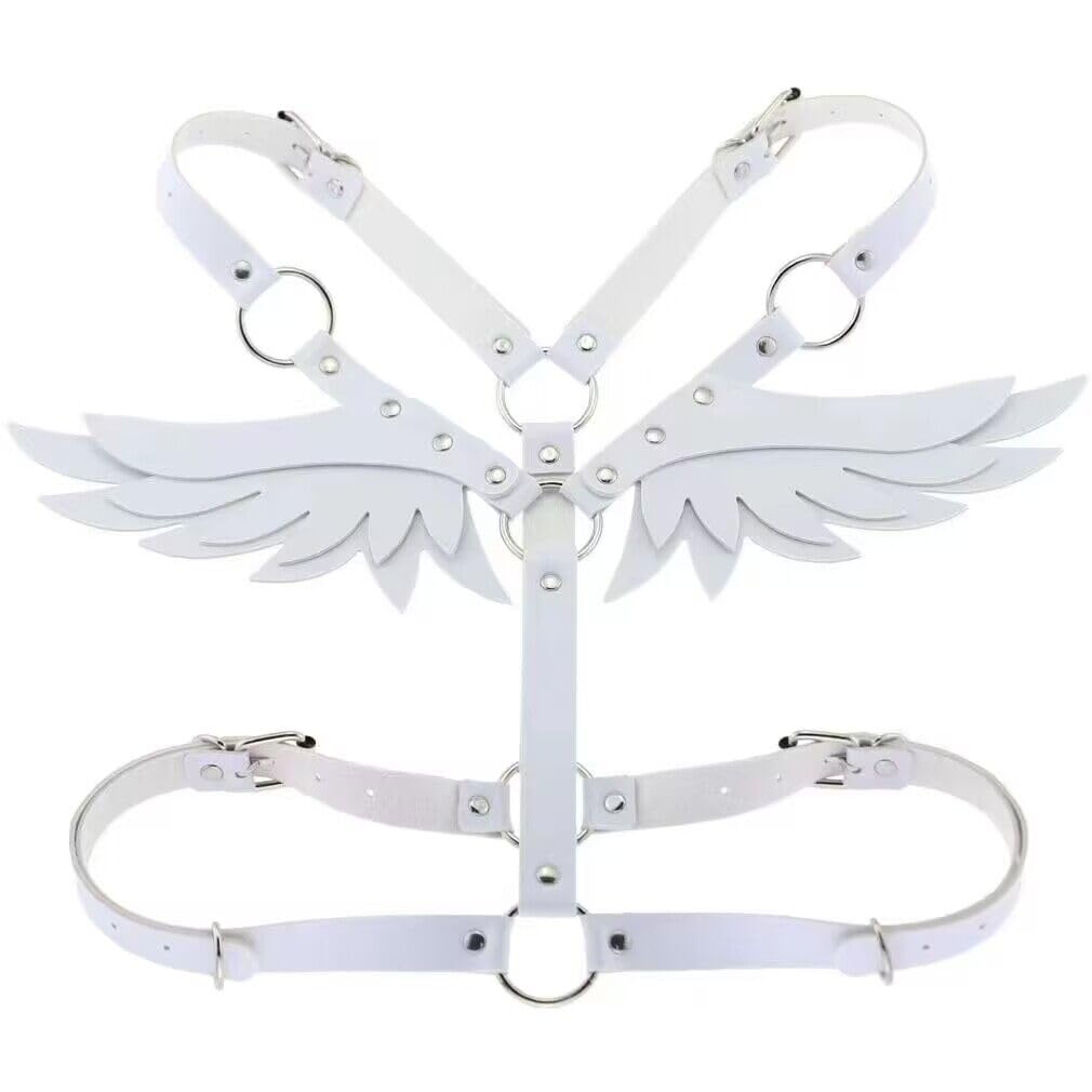 BAQOEYII Women Punk Angel Wings Body Chest Harness,Punk Angel Wings Waist Harness,Punk Angel Wing Chest Body Harness Waist Belly Chain Belt Rave Jewelry Accessories Halloween Outfit