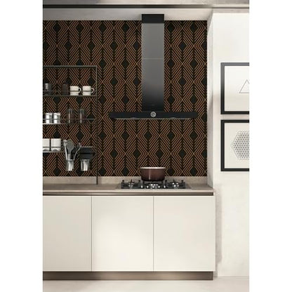 Black and Gold Peel and Stick Geometric Wallpaper - Modern Contact Paper for Cabinets and Drawers - Removable Self Adhesive Vinyl 17.1'78.7'