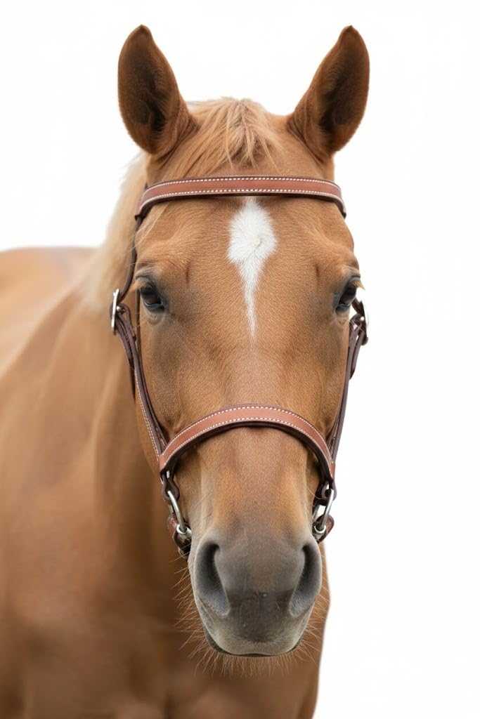 WEMBILS Western Leather Latigo Browband Headstall for Horses for Trail Riding Double Stitched Bridle for Horse Durable Equine Supplies Equestrian Gifts (Tan)