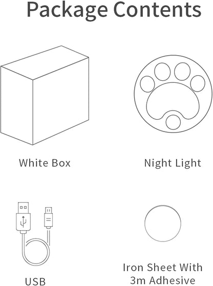 Attivolife Cat Paw Motion Sensor Night Light with Magnetic, USB Rechargeable & Cordless LED Lamp, Cute Kids Wall Light for Hallway, Bedroom, Nursery, Kitchen, Stairway