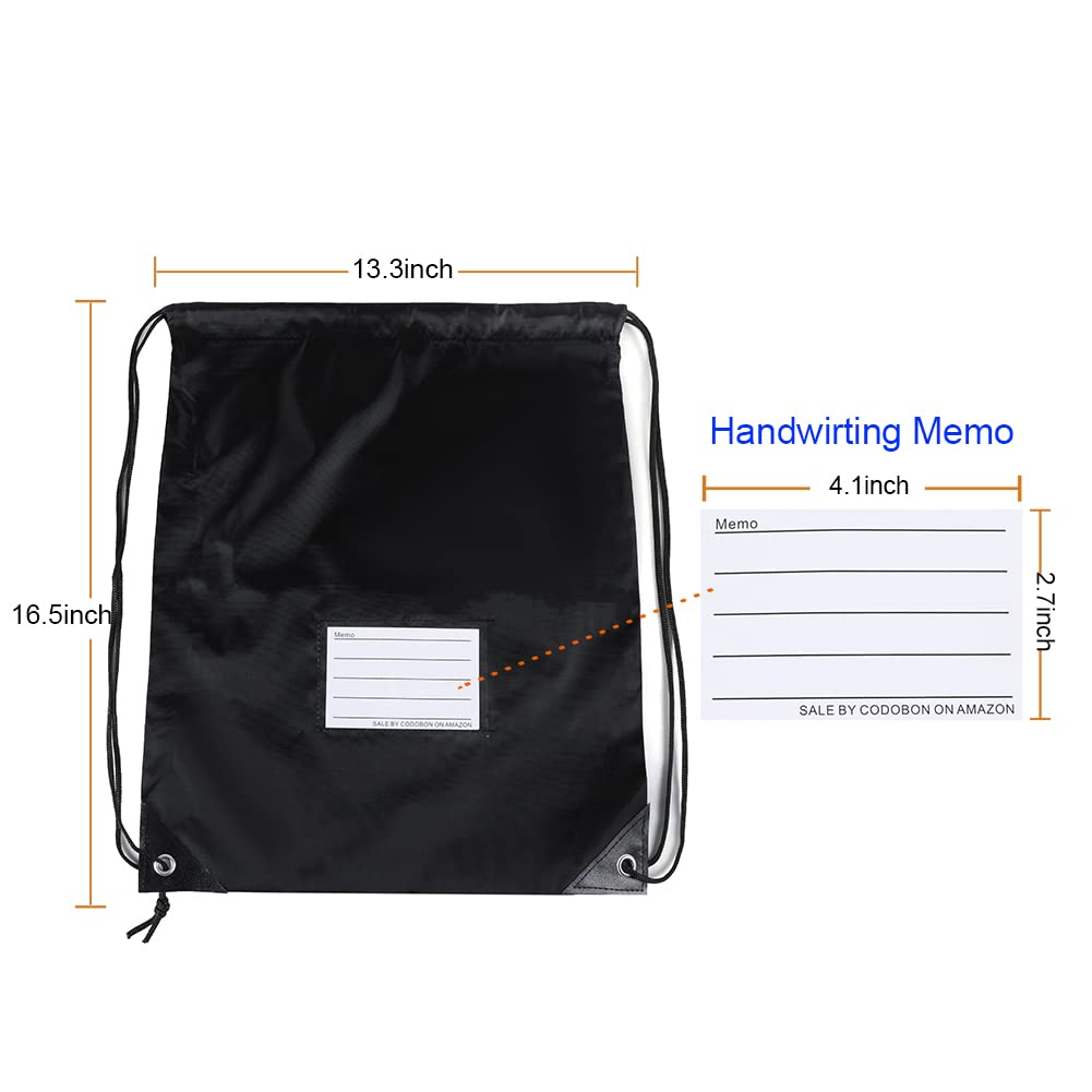 CODOBON 50 Pack Drawstring Bags,Bulk Draw String Backpack, DIY Gym Sports Cinch Bag Sackpack for Women Men, Black