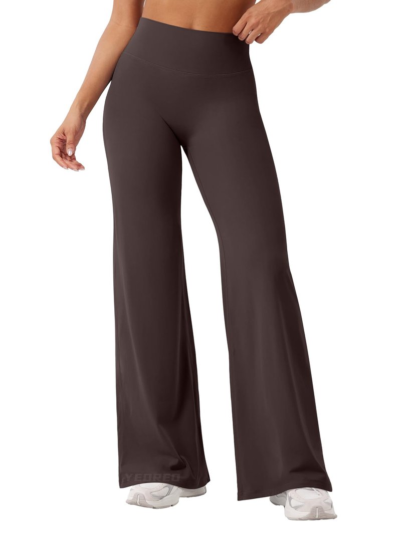 YEOREO Workout Leggings Womens No Front Seam Straight Leggings 31.5" High Waist Buttery Eddiy Gym Yoga Pants Dark Brown XXL