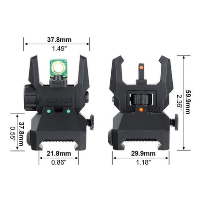 ohhunt Fiber Optic Sights Foldable Flip Up Sights Back up Sight Polymer Fiber A15 (Black 3)