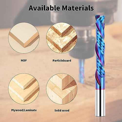 Compression Spiral Router Bit 1/2 Inch Shank, Extra Long 5 Inch Overall Length, 3 Inch Cutting Length, UP&Down CNC Router Bits for Woodworking Milling Slot Mortise