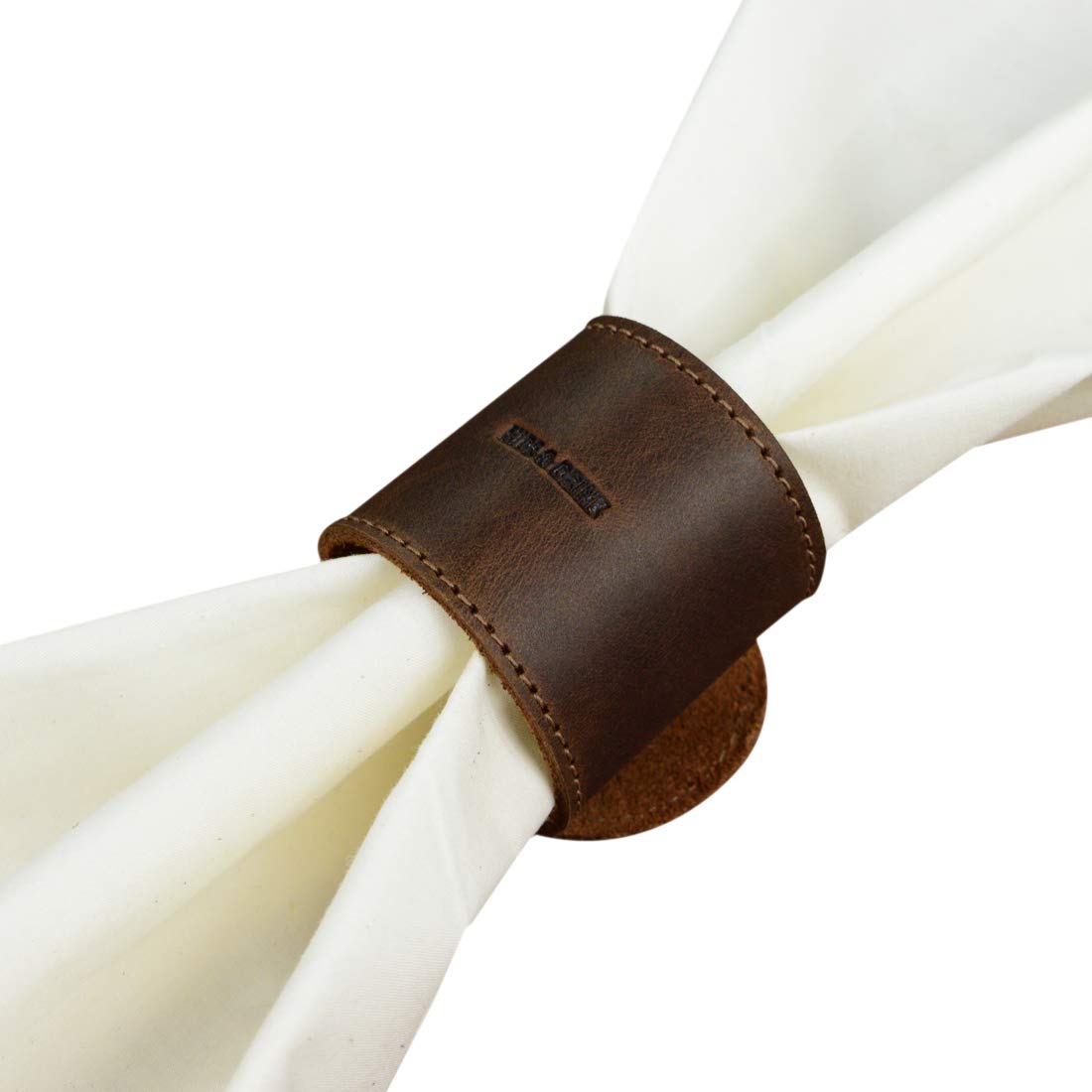 Hide & Drink, Leather Napkin Ring (6 Pack), for Place Setting, Wedding Receptions, Dinner & Holiday Parties, Home Decoration, Handmade :: Bourbon Brown