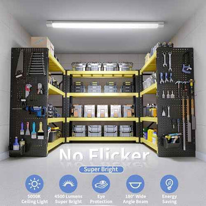 Airand LED Ceiling Light Fixture with Plug, 5FT Triproof LED Tube Lights 45W Linkable Closet Light for Workbench Kitchen Basement Garage Corridor Bathroom Office Overhead Lighting with Plug in Cord
