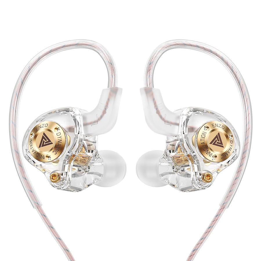 Piluyaa Wired Gaming Headphones IEM Earphones with 1DD，QKZ ENZO in Ear Monitor, HiFi Earbuds, Bass Sound with New 11mm Dynamic Driver for Video Music Gaming (White)