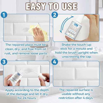 Tub and Tile Touch Up Paint, High-Gloss White Paint, Quick-Dry Repair Solution for Scratches and Chips on Bathtubs, Tiles, Sinks, Toilets, Porcelain, Enamel, Acrylic, and Cast Iron Surfaces