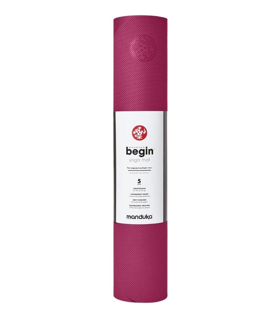 Manduka Begin Yoga Mat 68" - 5mm Cushioning | Comfortable, Lightweight & Reversible with Alignment Stripe | Budget-Friendly | 68 x 24 inches