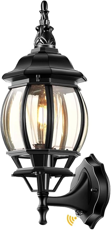 VIANIS Outdoor Wall Lights, Dusk to Dawn Outdoor Garage Light Wall Mount, Black Exterior Light Fixture for House, Exterior Sconce Lights for Coach, Waterproof Outside Porch Lights Wall Lantern Lamp