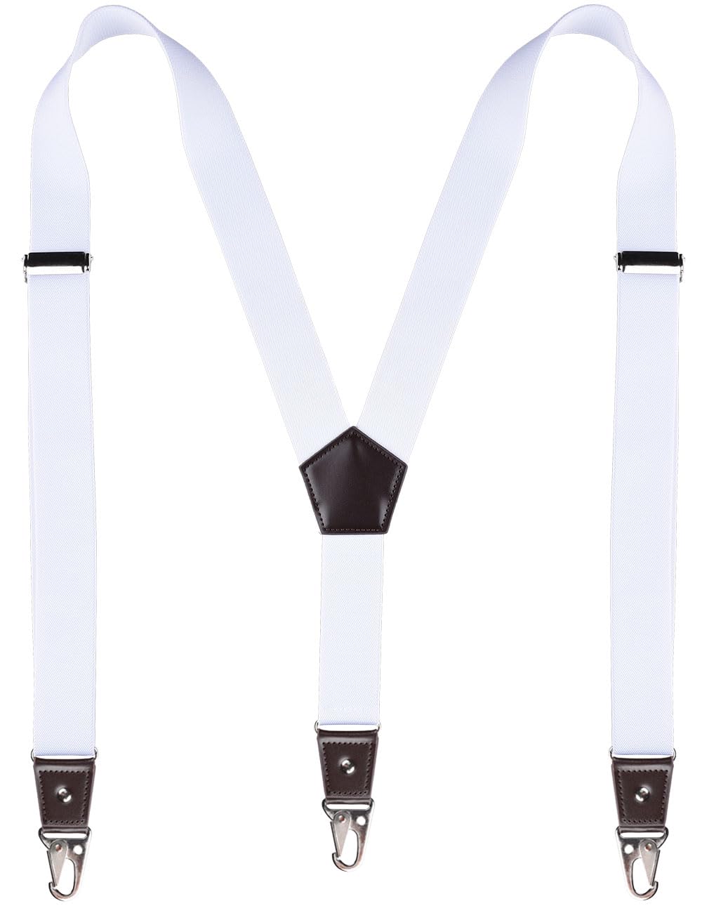 JRHEJTFZ Suspenders for Men with Snap Hooks Heavy Duty Adjustable 1.4 inches Wide White