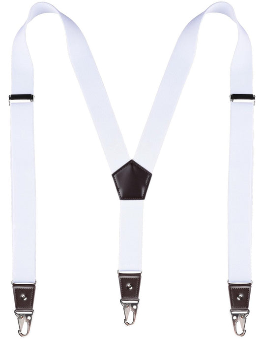 JRHEJTFZ Suspenders for Men with Snap Hooks Heavy Duty Adjustable 1.4 inches Wide White
