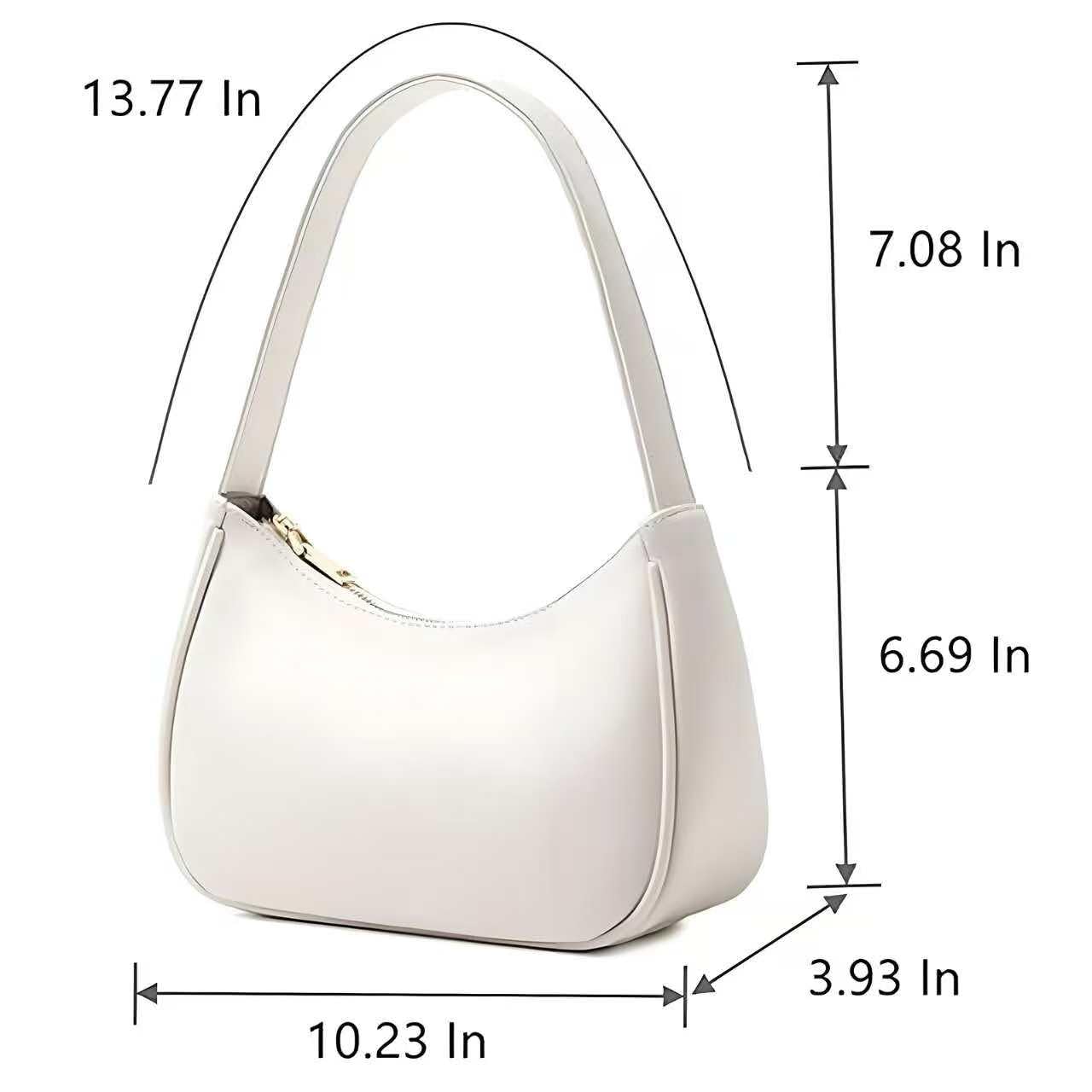 Shoulder Bags for Women Girls, Cute Tote Handbag Mini Clutch Purse with Zipper Closure, White