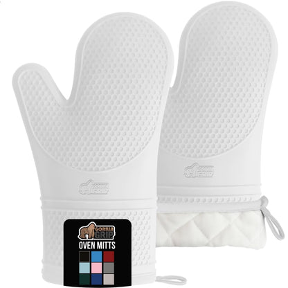GORILLA GRIP BPA-Free Soft Silicone Oven Mitts and Pot Holders Sets, Heat Resistant Waterproof Cooking Gloves, Thick Cotton Lining, Flexible Gripping for Baking Grilling, Kitchen Trivets, Turquoise