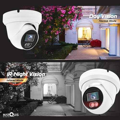 Marquis 4MP PoE IP Turret Dome Camera with Microphone/Audio, IP Security Camera Outdoor Rated, Waterproof IP66, 108¡Æ Wide Angle 2.8mm Lens (Regular IR)