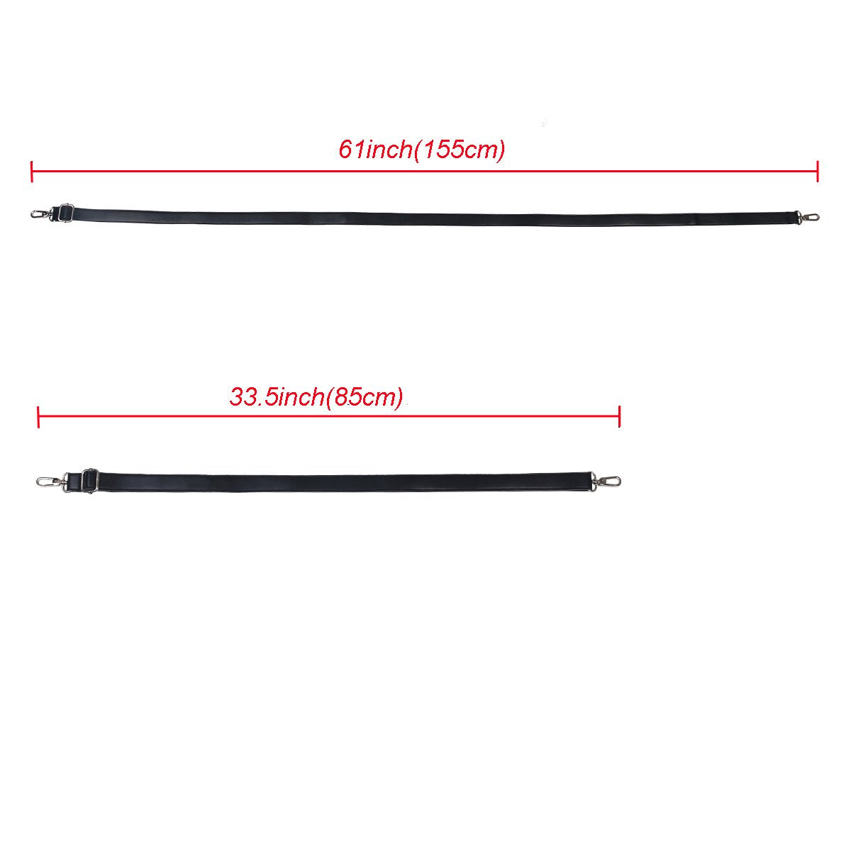 BOMKEE Purse Straps Bag Shoulder Leather Strap Replacement 61 Inch Synthetic Messenger Bag Strap with Metal Swivel Hooks for Bag Wallet DIY Purse (Black)